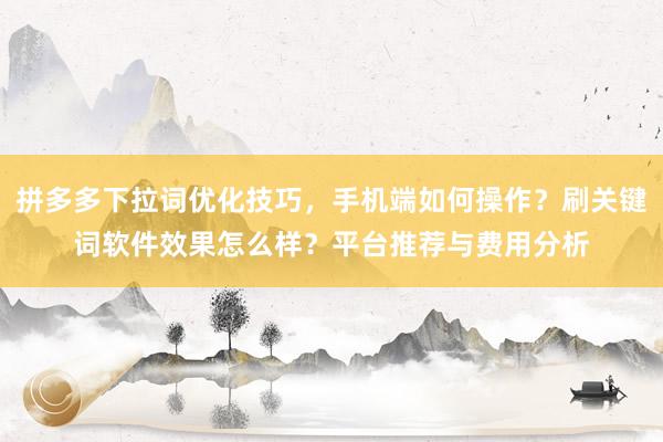 拼多多下拉词优化技巧，手机端如何操作？刷关键词软件效果怎么样？平台推荐与费用分析