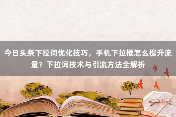 今日头条下拉词优化技巧，手机下拉框怎么提升流量？下拉词技术与引流方法全解析