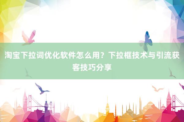 淘宝下拉词优化软件怎么用？下拉框技术与引流获客技巧分享